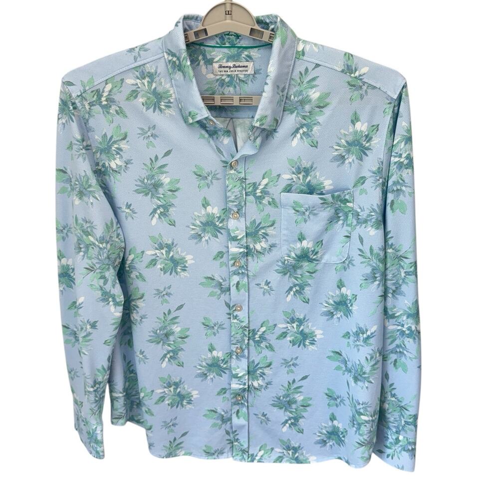 TOMMY BAHAMA Blue San Lucio Bloom To Spare Shirt Mens XXL